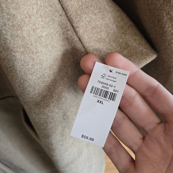 Old Navy Long-Line Cardigan Coat Camel Tan NWT XXL Button Front Jacket Blazer - Picture 5 of 5